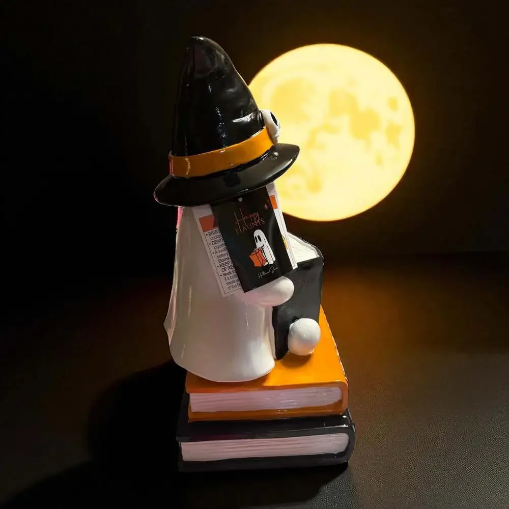 Halloween Ghost Reading Book Table Decor Lights Up